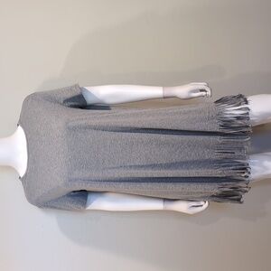 SHEIN Gray Short Sleeve Tee Shirt Style Fringe Hem Mini Casual Lounge Dress M